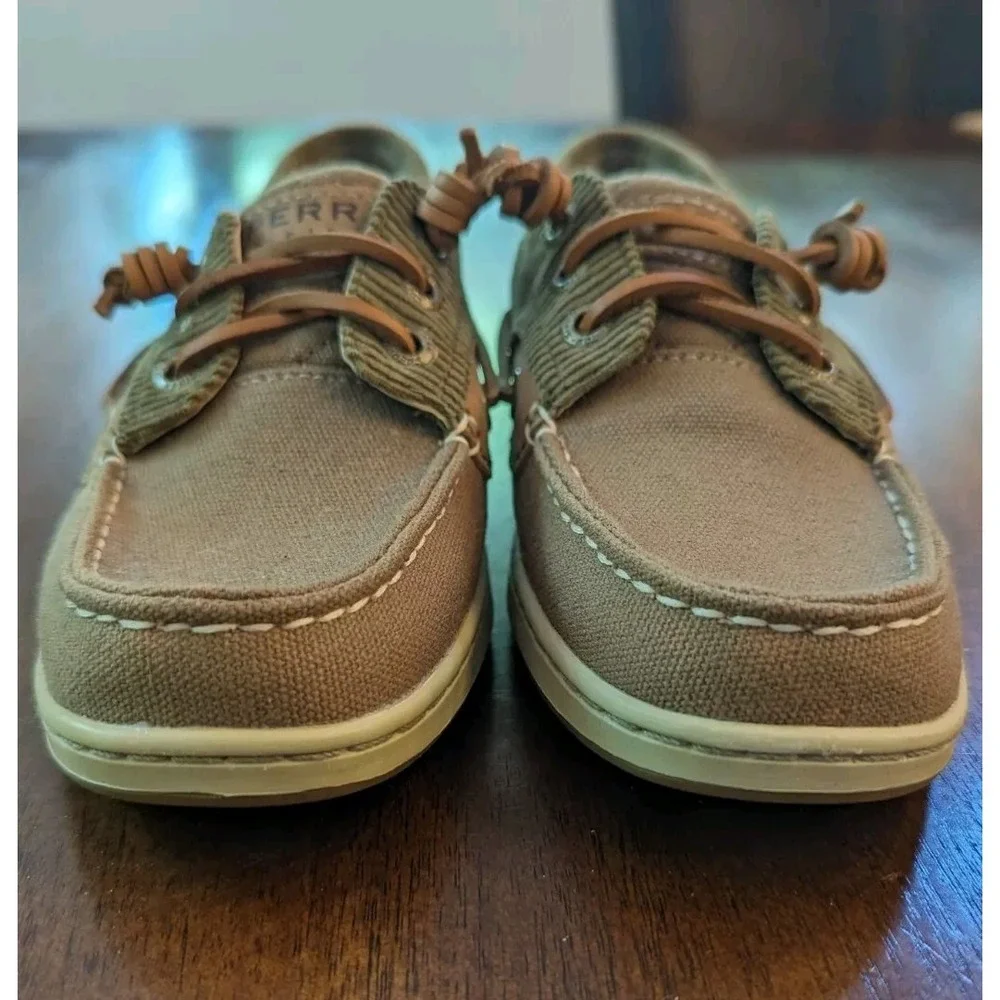 Sperry Top Sider Shoes Womens 5 M Boat Corduroy Brown Canvas Low Top STS90251